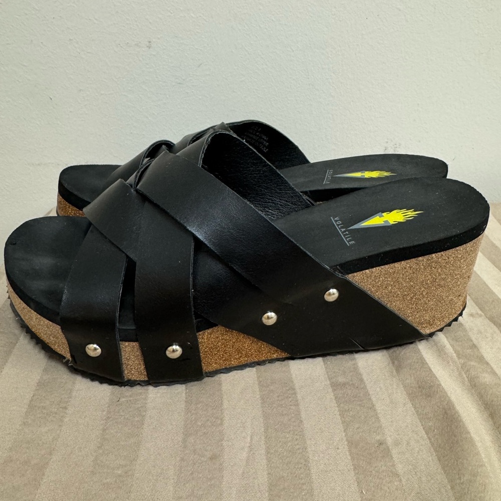 Black Wedge Sandals